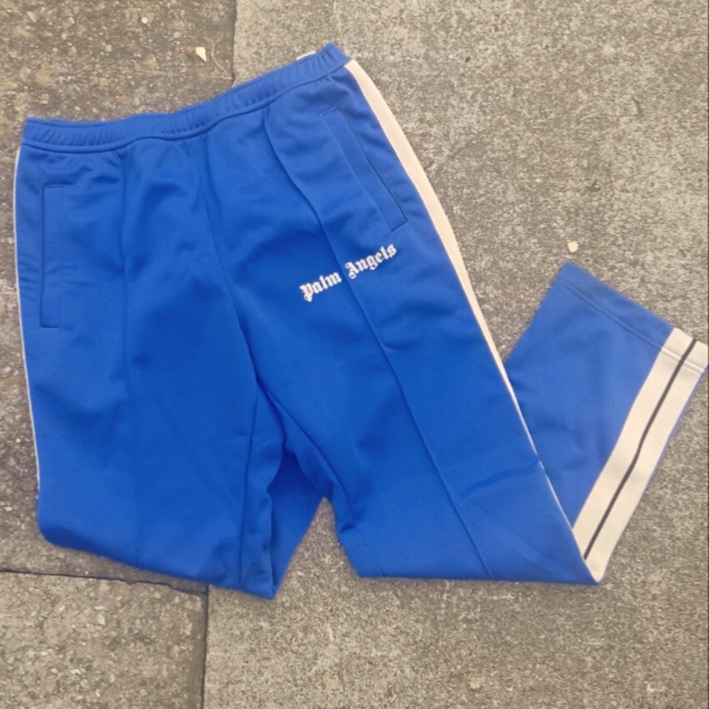 Palm Angels Mens Royal Blue Joggers with White Stripes ; Size: small